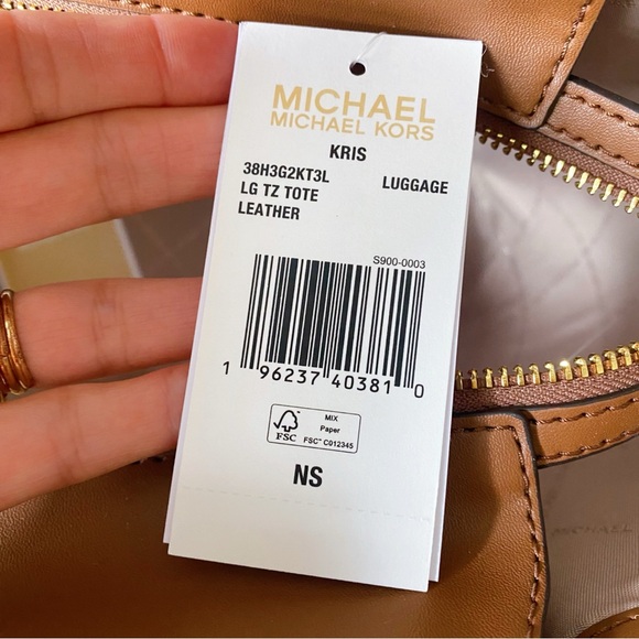 👜 MICHAEL KORS TAN LEATHER LARGE KRIS LUGGAGE TOTE! - Picture 15 of 15